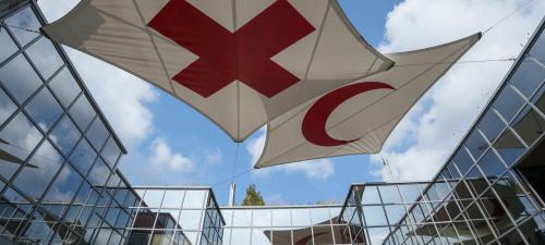 View of the entrance to the International Red Cross and Red Crescent Museum