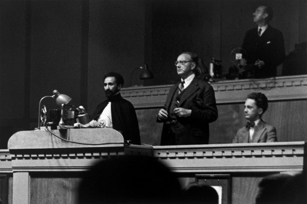 His Imperial Majesty, the Emperor of Ethiopia, Haile Selassie, addresses at a special session of the League of Nations in June 1936